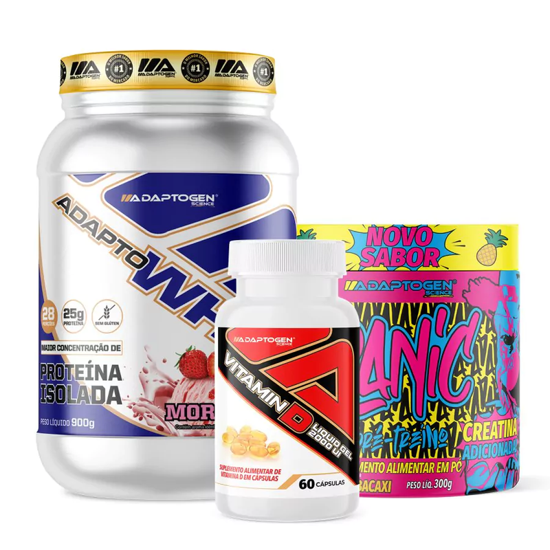 Combo Adapto Whey + Panic 300g + Vitamina D