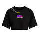 Cropped Oversized Preto Holográfica Pink